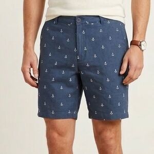 Saks Fifth Avenue Men’s Navy Anchor Print Linen-Blend Shorts Size 34